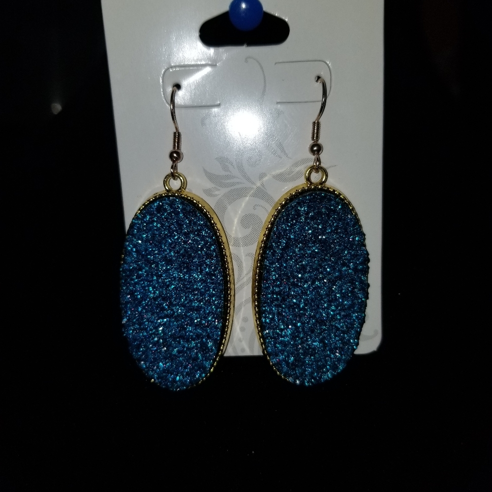 Handmade blue oval Earrings